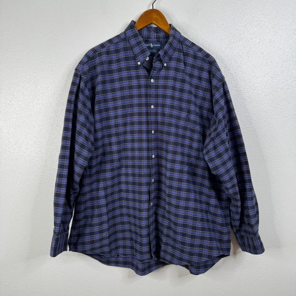 Polo Ralph Lauren Blue Plaid Big Shirt Size Xlarge
